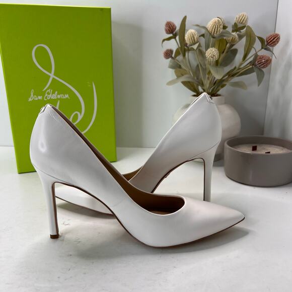 Sam Edelman Hazel Suede Pointed Toe Pump White Women's 7.5M Tried On - Picture 6 of 11